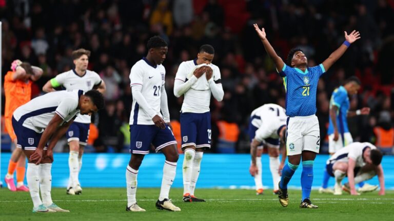 England questioned after 1-0 friendly defeat to Brazil.