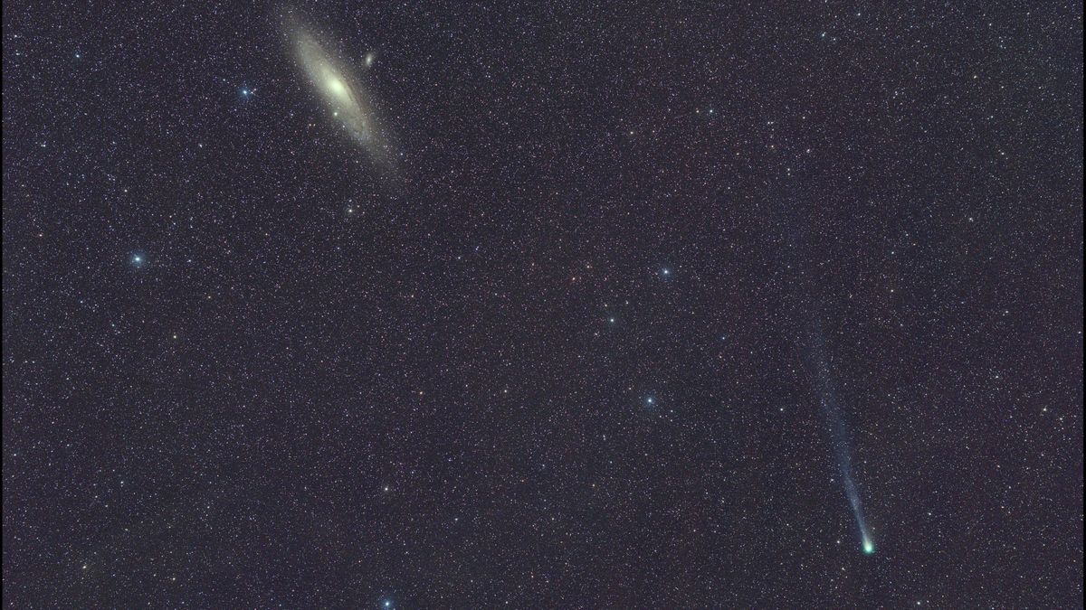 Comet 12P/Pons Brooks races past Andromeda.