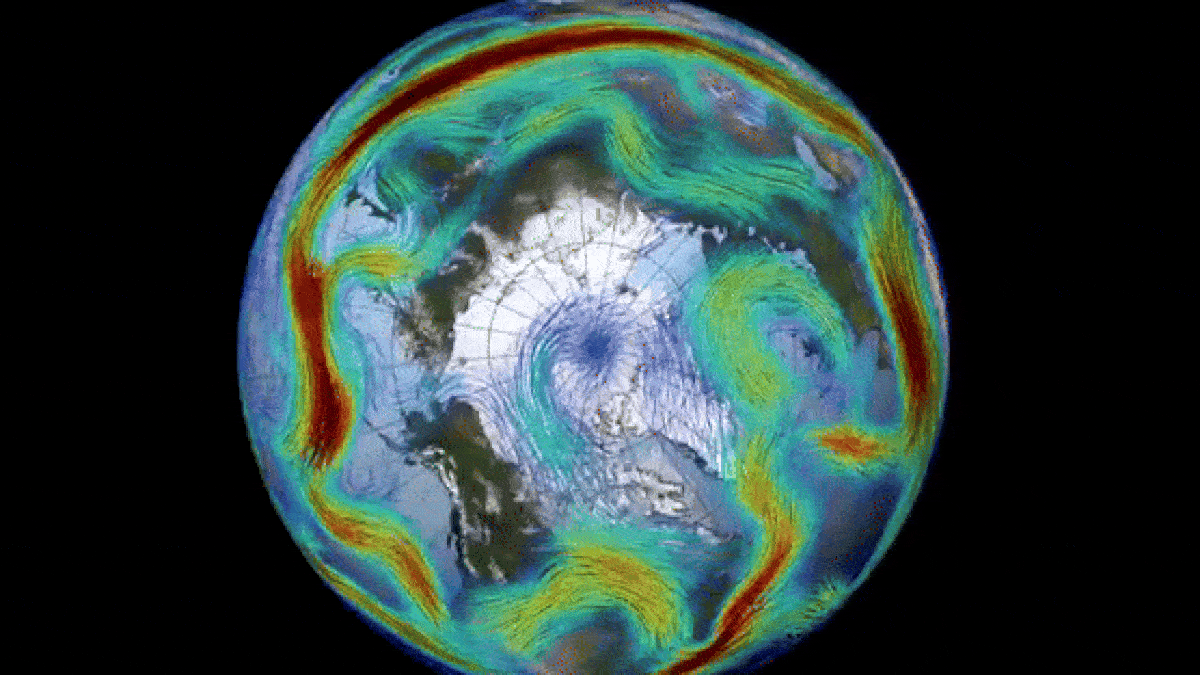 Arctic polar vortex swirls in wrong direction