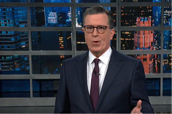 Stephen Colbert slams Trump for mocking Biden’s stutter.
