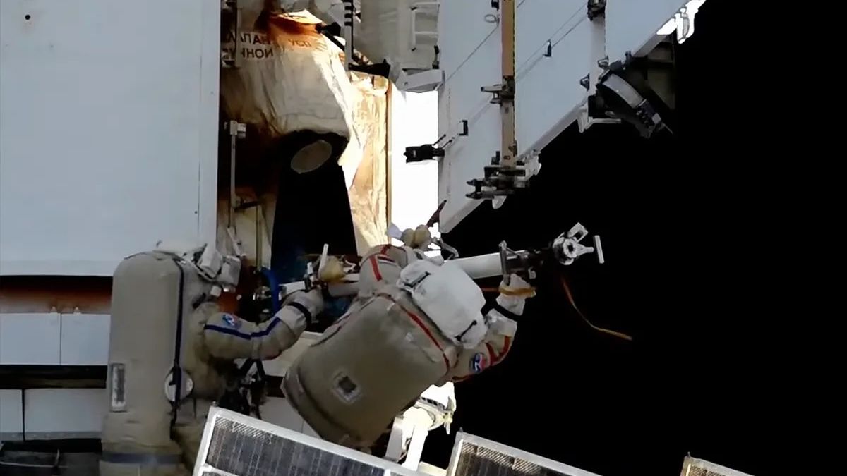 Russian Cosmonauts Perform Spacewalk at ISS