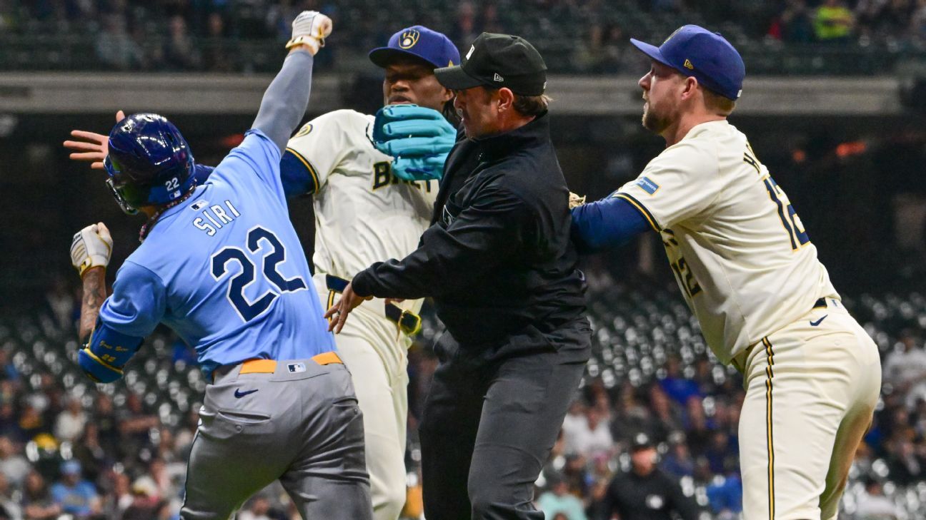 Rays vs Brewers Brawl Erupts during Game