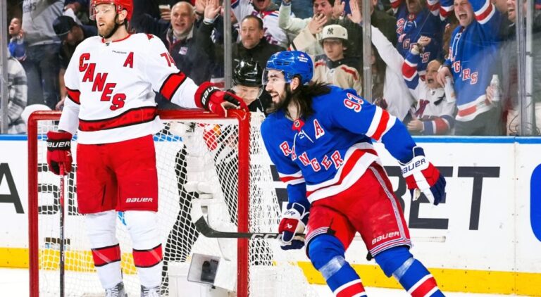 Rangers Beat Hurricanes 4-3 in Game 1