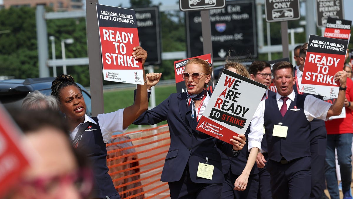 American Airlines Flight Attendants Picket for Fair Contract